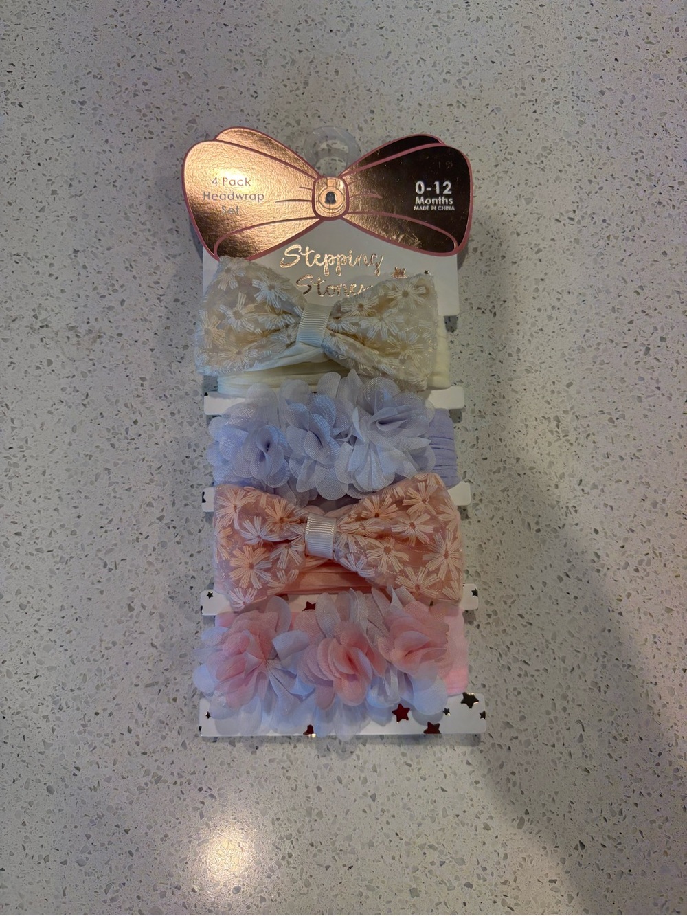 Baby Floral Headwrap Set - Pastel Pink, Lavender, Cream - 4 Pack